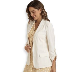 89th & Madison Ivory Rolled Sleeve Blazer NWT Size Medium